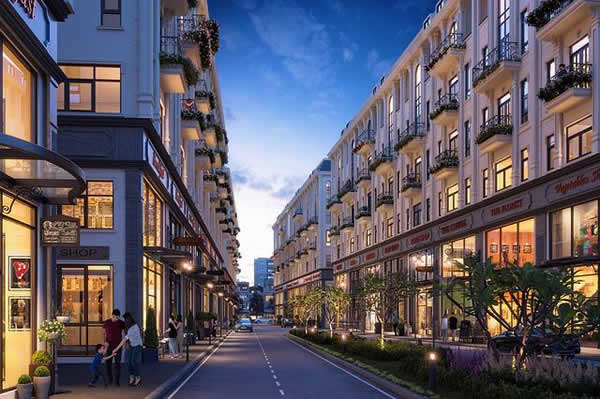 3D rendering of apartments and retail buildings