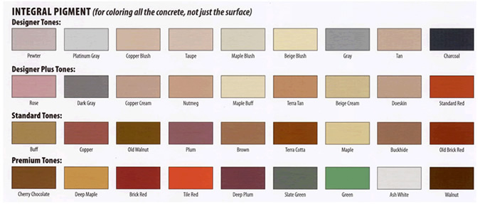 standard cement pigment colors