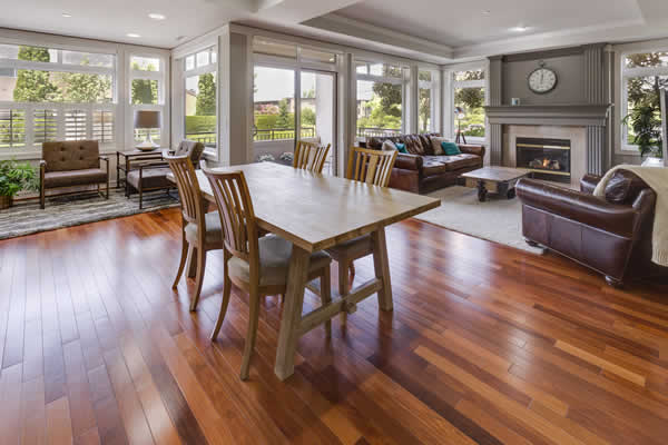 hardwood flooring in a family room