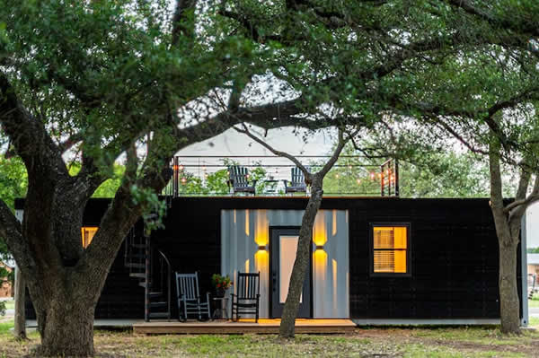 tiny home with deck on roof