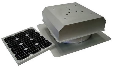 Solar attic vent fan with separate solar cell array