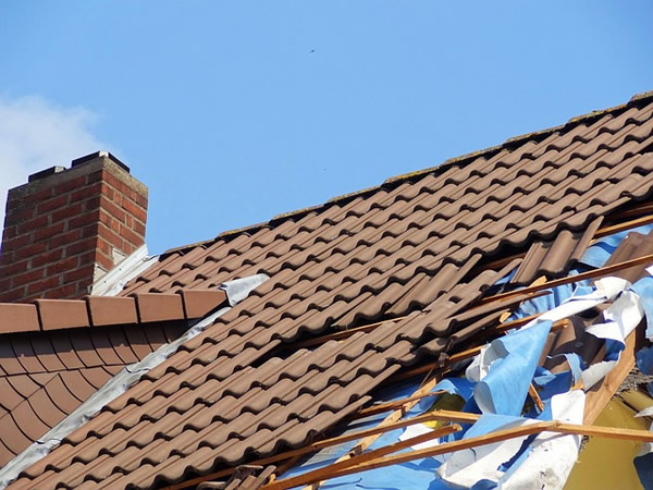 roof with storm damage