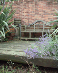 Railway ties used to create a deck