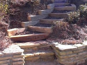 Railway ties used to create steps
