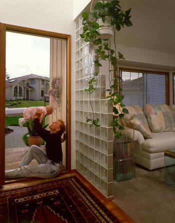glass blocks as room divider