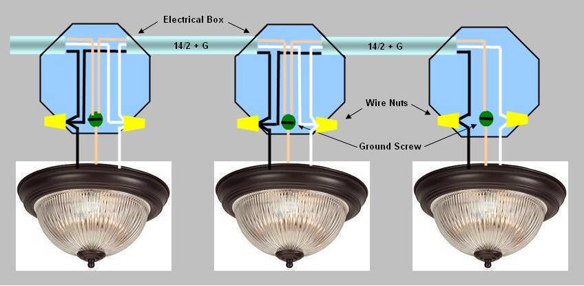 Wiring Diagram For multiple light fixtures controlled by 3-way switches.