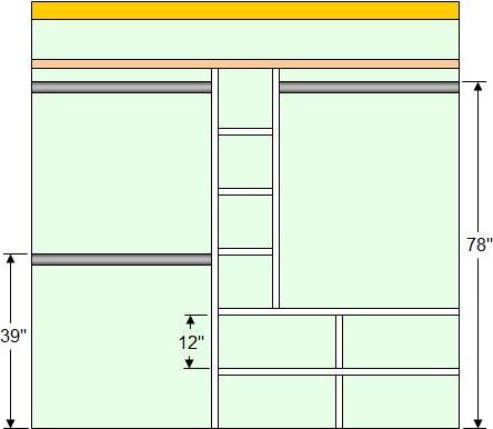 closet organizer - center and bottom shelving