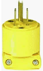 male electrical plug uses an integral clamp to grip cable