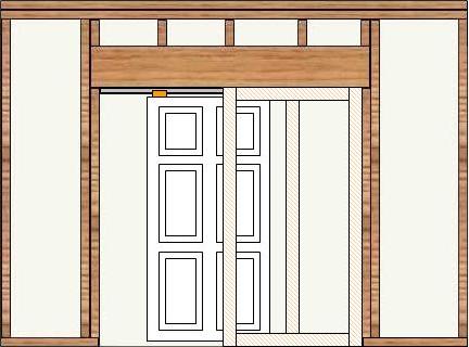 rough-in framing with pocket door framing and pocket door installed