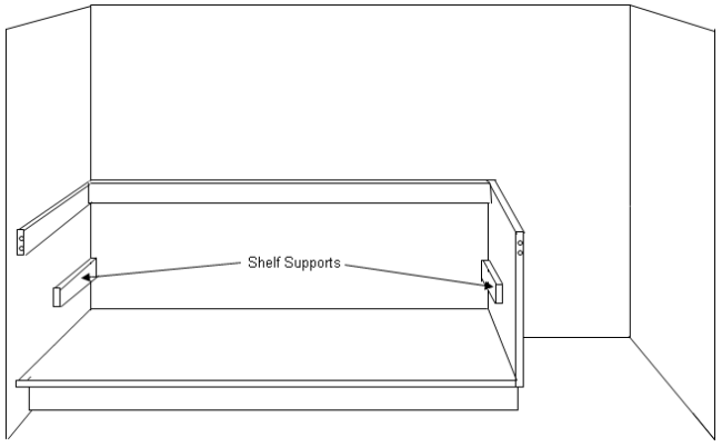 Installation of shelf supports in base cabinets