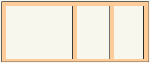Base cabinet face-frame layout for full height cabinet doors and drawers to one side.