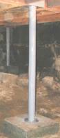 Lally column supporting girder and resting on independent footing